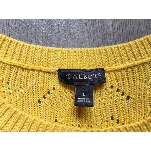 Talbots Yellow & Black Striped Knit Sweater With Shoulder Buttons Size L - Picture 5 of 9